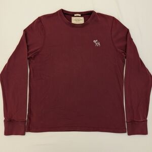 Vintage Abercrombie & Fitch Burgundy Long Sleeve Tee Muscle Fit